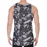 Black And White Tropical Palm Leaf Print Men's Velvet Tank Top