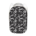 Black And White Tropical Palm Leaf Print Mesh Laundry Hamper
