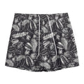 Black And White Tropical Palm Leaf Print Mesh Shorts
