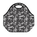 Black And White Tropical Palm Leaf Print Neoprene Lunch Bag