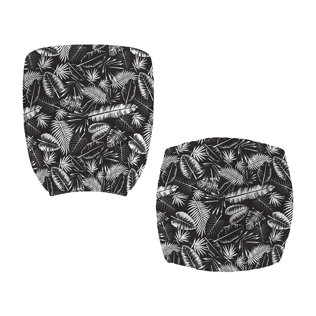 Black And White Tropical Palm Leaf Print Office Chair Cover