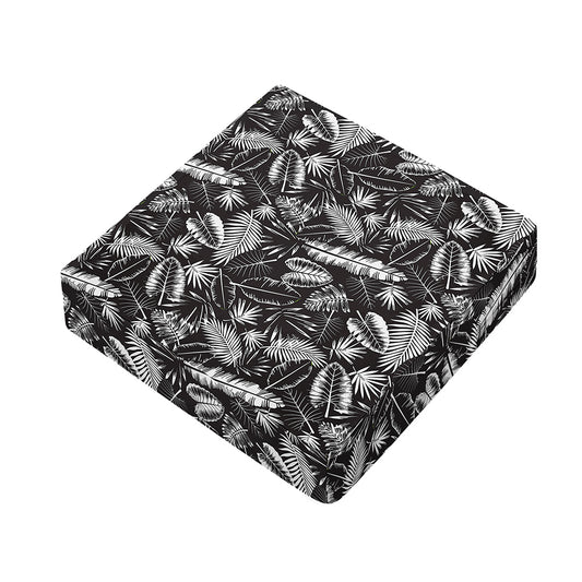 Black And White Tropical Palm Leaf Print Outdoor Seat Cushion Cover