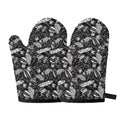 Black And White Tropical Palm Leaf Print Oven Mitts
