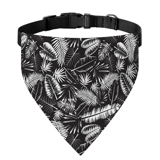 Black And White Tropical Palm Leaf Print Over The Collar Dog Bandana