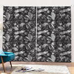 Black And White Tropical Palm Leaf Print Pencil Pleat Curtains