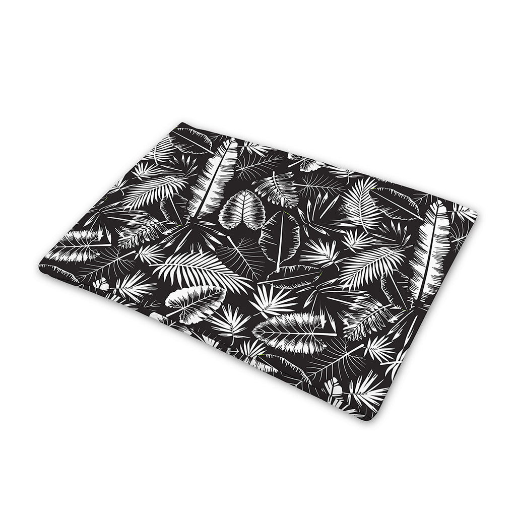 Black And White Tropical Palm Leaf Print Pet Cooling Mat Cover