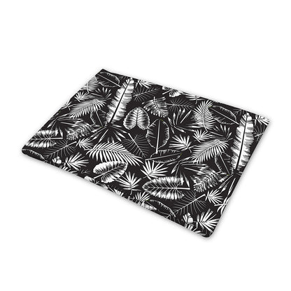 Black And White Tropical Palm Leaf Print Pet Cooling Mat Cover