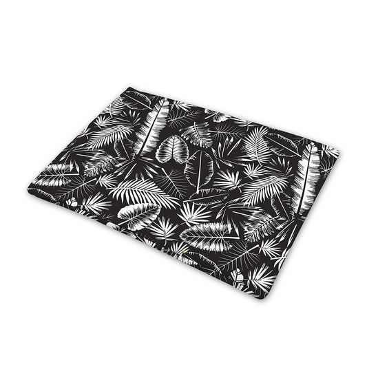 Black And White Tropical Palm Leaf Print Pet Cooling Mat Cover