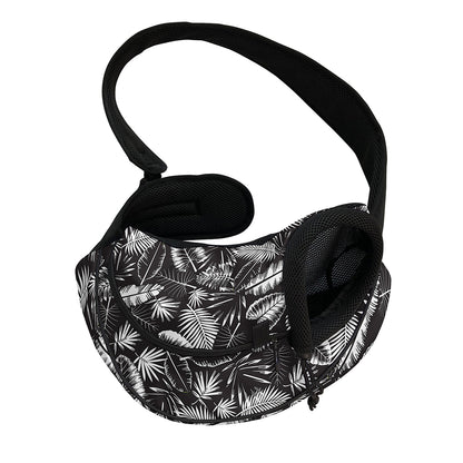 Black And White Tropical Palm Leaf Print Pet Sling Carrier