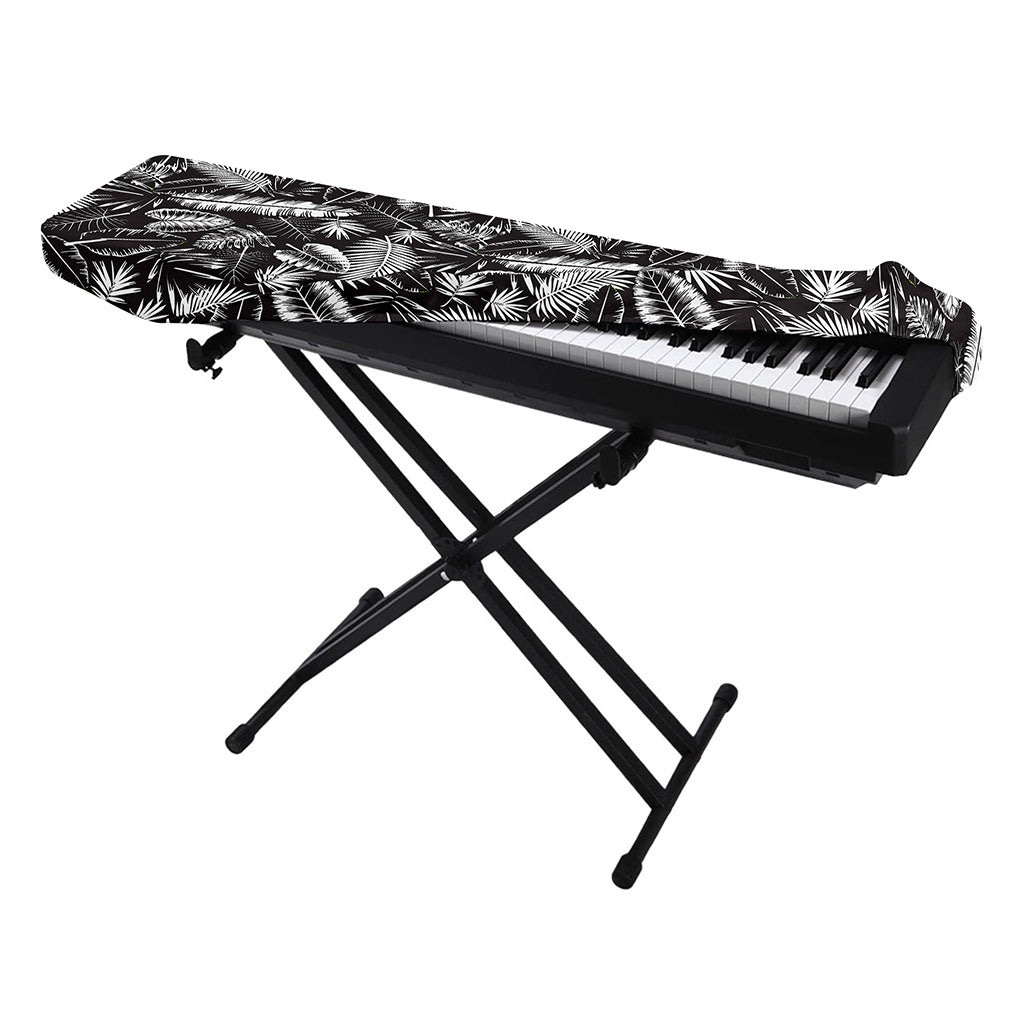 Black And White Tropical Palm Leaf Print Piano Keyboard Cover