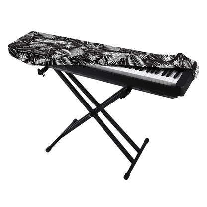 Black And White Tropical Palm Leaf Print Piano Keyboard Cover