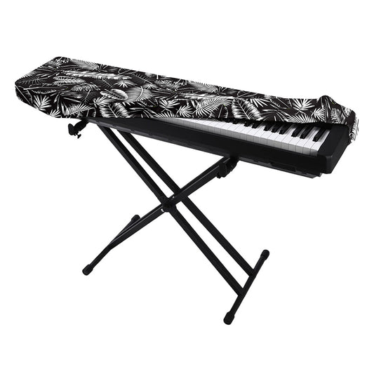 Black And White Tropical Palm Leaf Print Piano Keyboard Cover