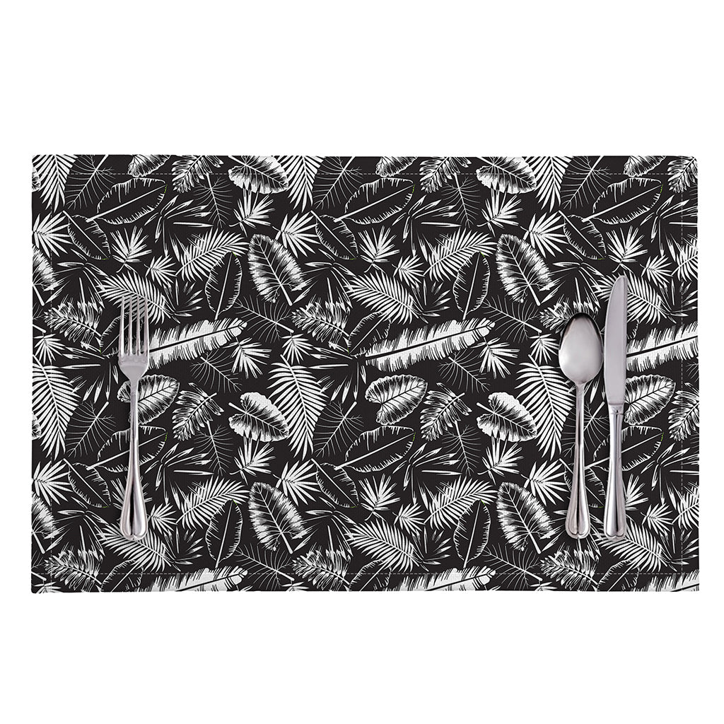Black And White Tropical Palm Leaf Print Placemat