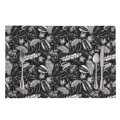 Black And White Tropical Palm Leaf Print Placemat