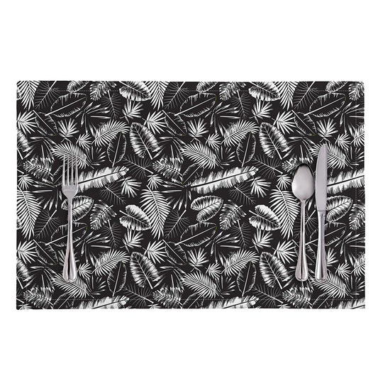 Black And White Tropical Palm Leaf Print Placemat