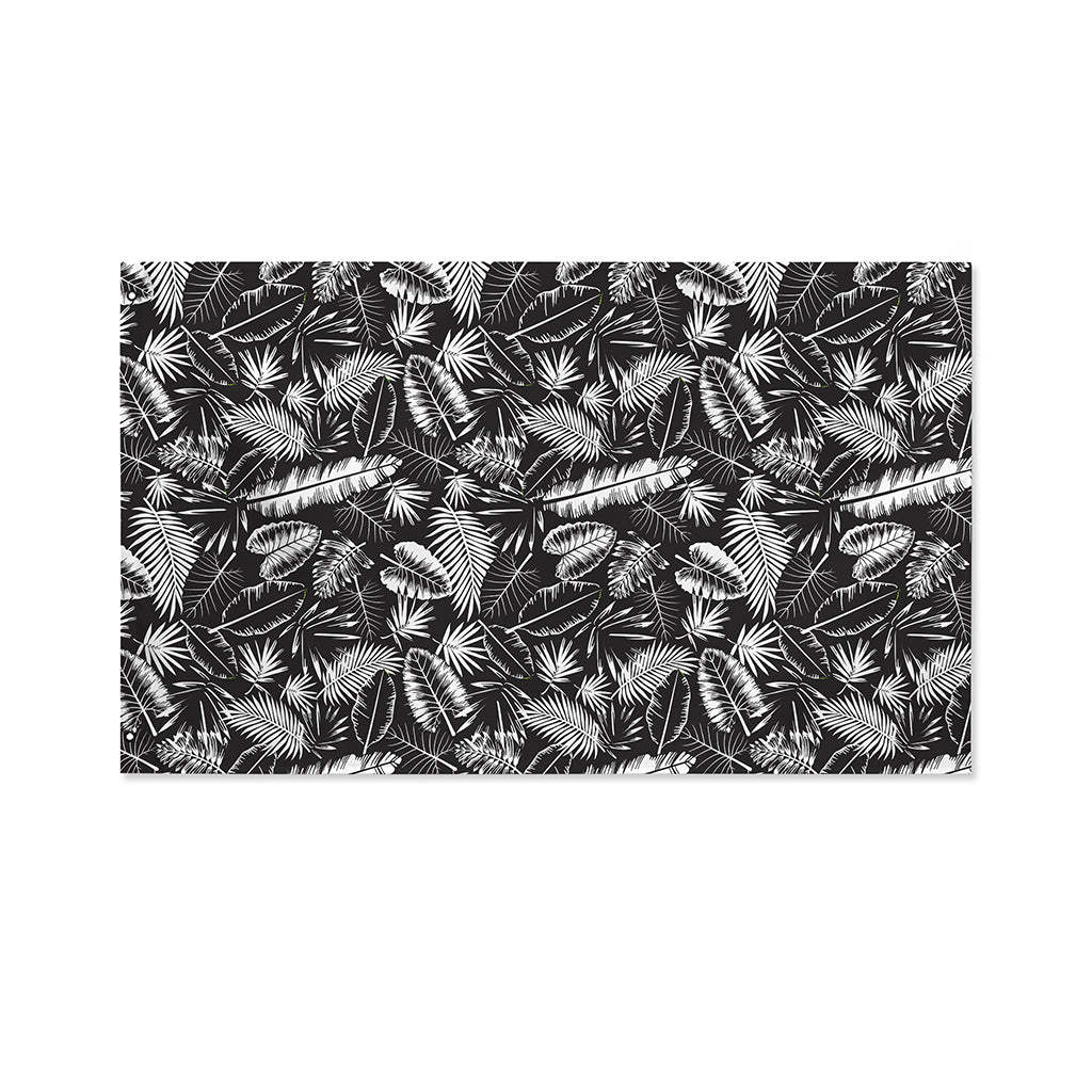 Black And White Tropical Palm Leaf Print Polyester Flag
