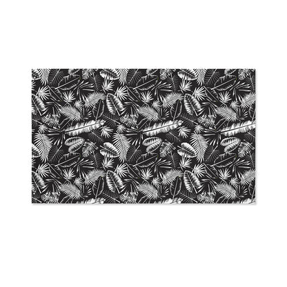 Black And White Tropical Palm Leaf Print Polyester Flag