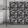 Black And White Tropical Palm Leaf Print Polyester Shower Curtain