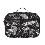 Black And White Tropical Palm Leaf Print Portable Lunch Bag