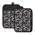 Black And White Tropical Palm Leaf Print Pot Holders With Pocket