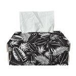 Black And White Tropical Palm Leaf Print Rectangle Tissue Box Cover