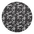 Black And White Tropical Palm Leaf Print Round Blanket