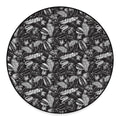 Black And White Tropical Palm Leaf Print Round Floor Mat