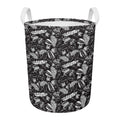 Black And White Tropical Palm Leaf Print Round Laundry Basket