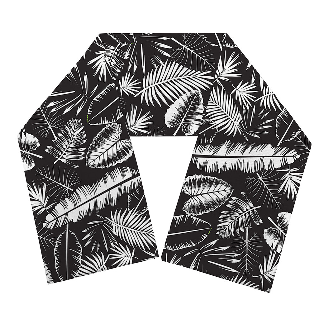 Black And White Tropical Palm Leaf Print Scarf