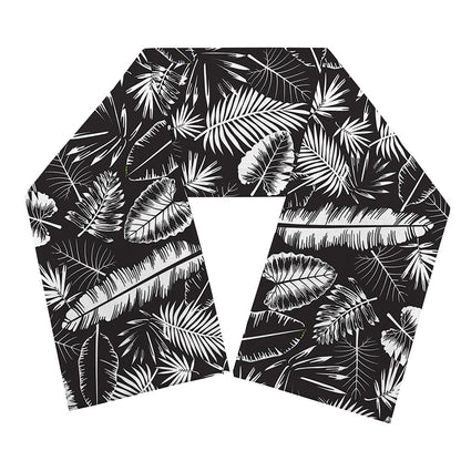 Black And White Tropical Palm Leaf Print Scarf
