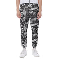Black And White Tropical Palm Leaf Print Joggers