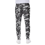 Black And White Tropical Palm Leaf Print Scuba Joggers