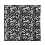 Black And White Tropical Palm Leaf Print Silk Bandana