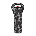 Black And White Tropical Palm Leaf Print Single Neoprene Wine Tote