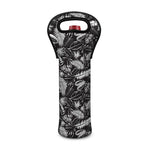 Black And White Tropical Palm Leaf Print Single Neoprene Wine Tote
