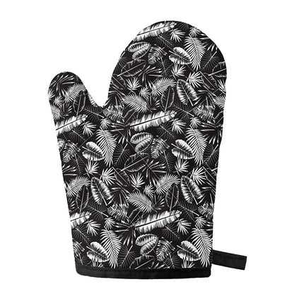 Black And White Tropical Palm Leaf Print Single Oven Mitt