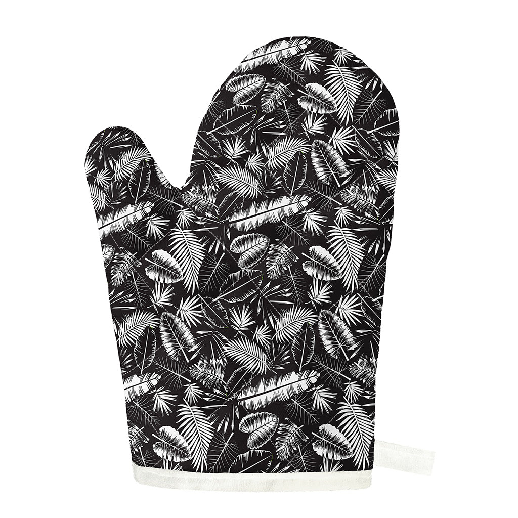 Black And White Tropical Palm Leaf Print Single Oven Mitt