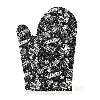Black And White Tropical Palm Leaf Print Single Oven Mitt