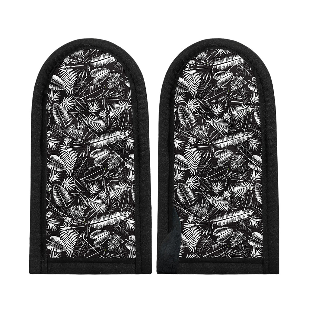 Black And White Tropical Palm Leaf Print Skillet Handle Cover
