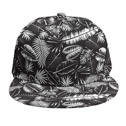 Black And White Tropical Palm Leaf Print Snapback Cap