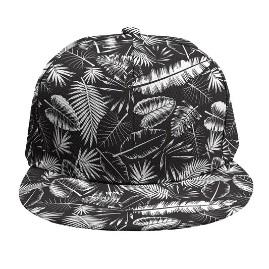 Black And White Tropical Palm Leaf Print Snapback Cap