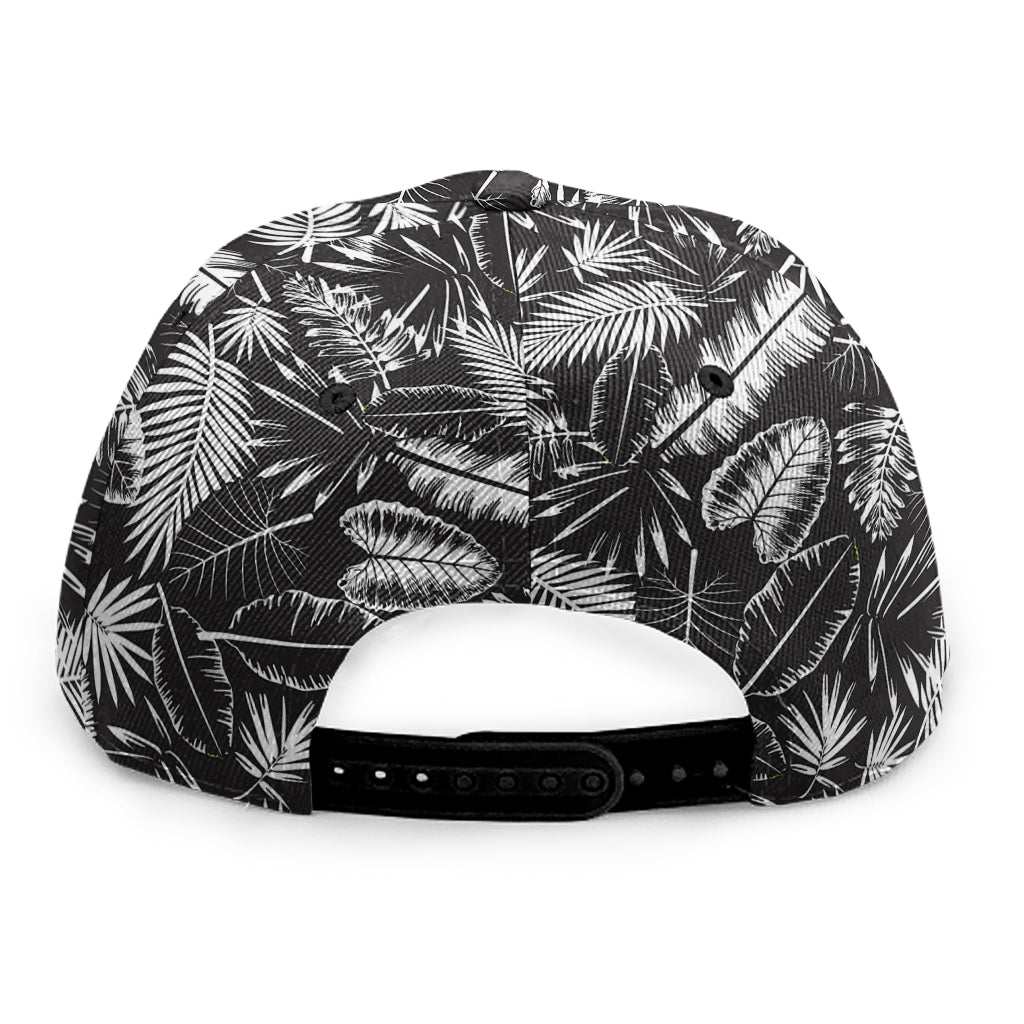 Black And White Tropical Palm Leaf Print Snapback Cap