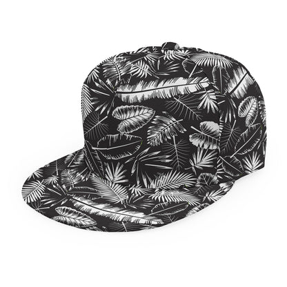 Black And White Tropical Palm Leaf Print Snapback Cap