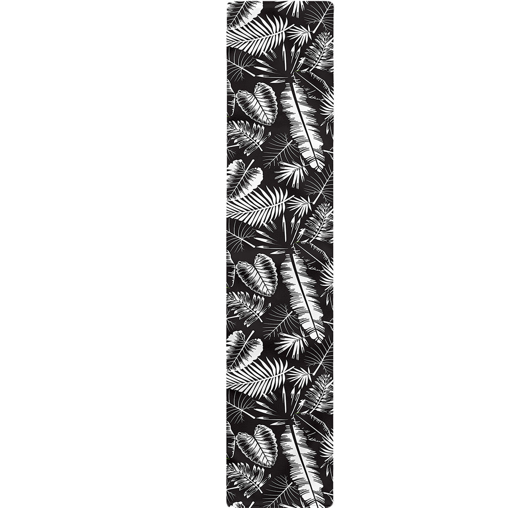 Black And White Tropical Palm Leaf Print Table Runner
