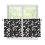 Black And White Tropical Palm Leaf Print Tier Curtains