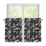 Black And White Tropical Palm Leaf Print Tier Curtains