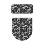 Black And White Tropical Palm Leaf Print Toilet Lid And Tank Cover Set