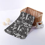 Black And White Tropical Palm Leaf Print Towel