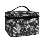 Black And White Tropical Palm Leaf Print Travel Makeup Bag
