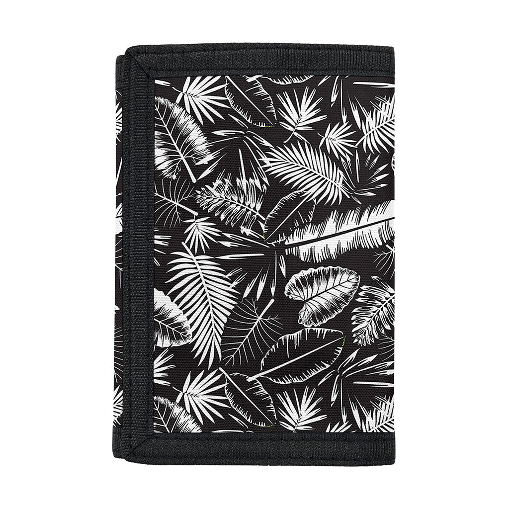 Black And White Tropical Palm Leaf Print Trifold Wallet